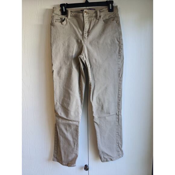 Gloria Vanderbilt Women Tan Stretch High Rise Button Closer Pockets Pants Size 6 - Picture 1 of 5